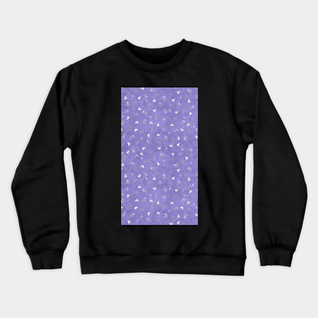 purple flower hearts minimalist print Crewneck Sweatshirt by saraholiveira06